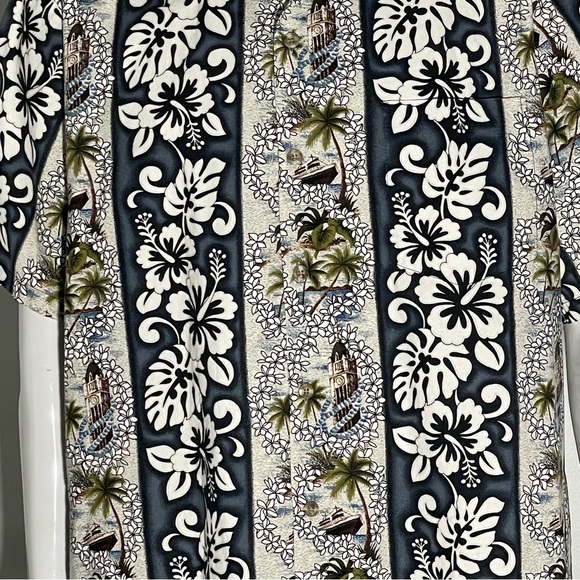 Vintage Hawaiian Shirt Men Size XLarge Made In Hawaii Aloha Tower Cruise Flower - Picture 5 of 10